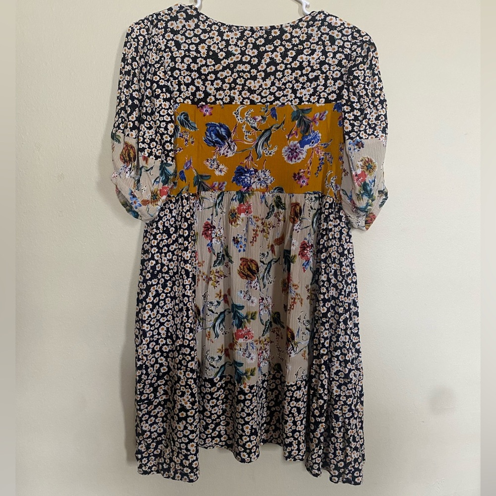 Umgee Patchwork Mini Dress Size Small - image 4